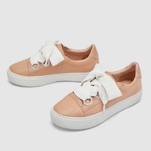 Zara Pink Colorblock Sneakers With Grommets, NWT